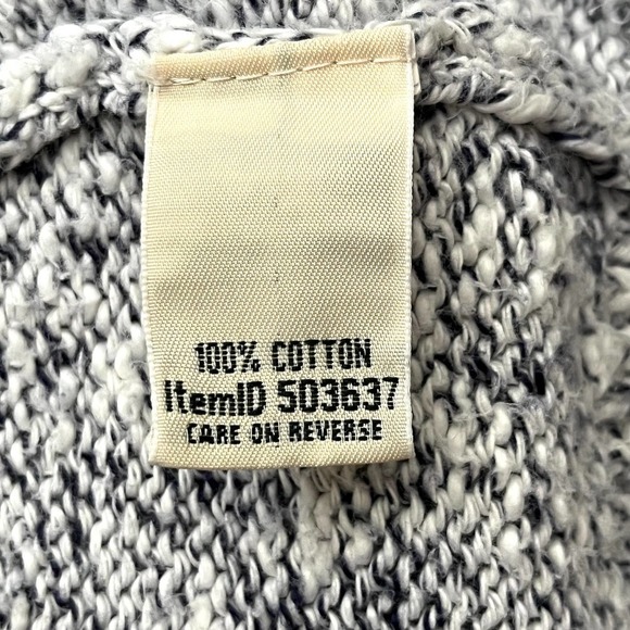 L.L.Bean 100% Cotton Chunky Knit Open Front Cardigan in Marled Grey White, Small - Picture 10 of 11
